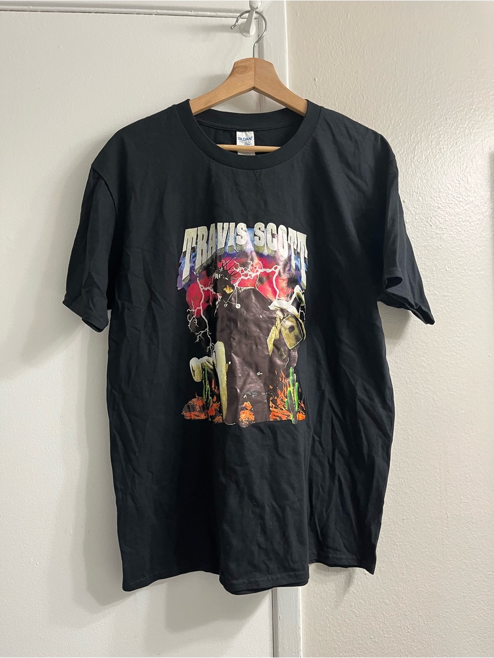 Authentic Travis Scott 2016 Rodeo Concert Tour Lightning T-Shirt Black Men’s L